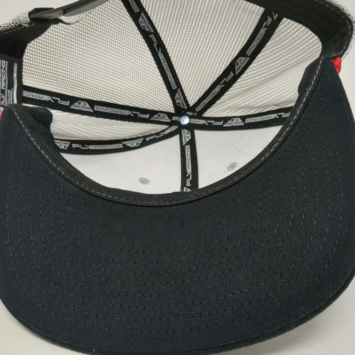 Fly Racing Trucker Hat Gray Black Red One Size Mesh Rope Logo Flat Bill Snapback