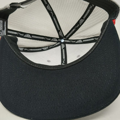 Fly Racing Trucker Hat Gray Black Red One Size Mesh Rope Logo Flat Bill Snapback
