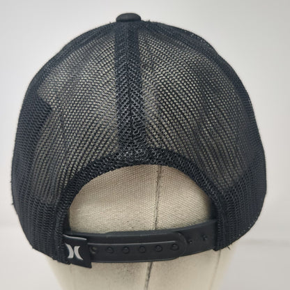 Hurley Trucker Hat Black One Size Mesh Back Snapback Tonal Logo Structured