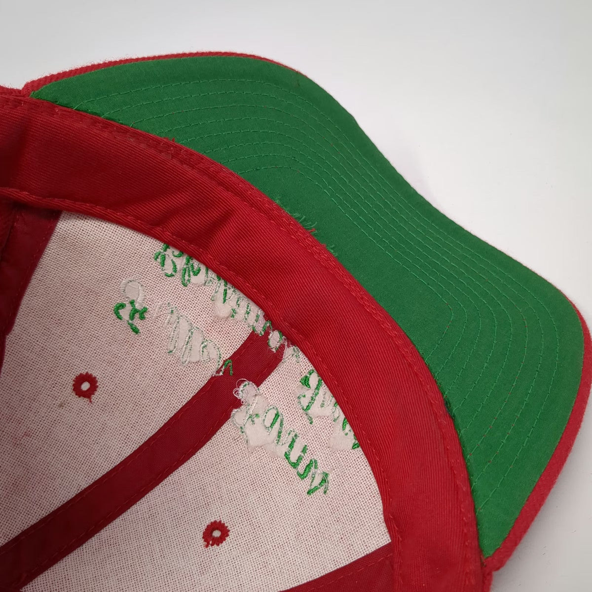 Red Baseball Cap One Size Fuller Farms Christmas Trees Green Slide Strap Hat
