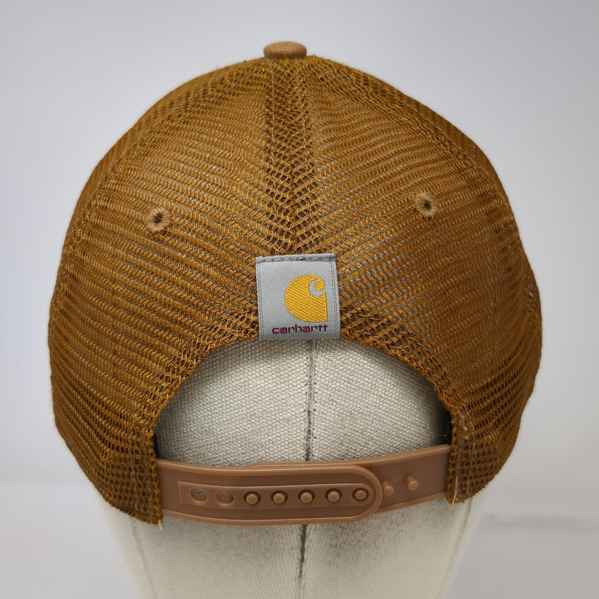 Carhartt Trucker Hat Brown One Size Mesh Snapback Embroidered Logo Workwear Cap