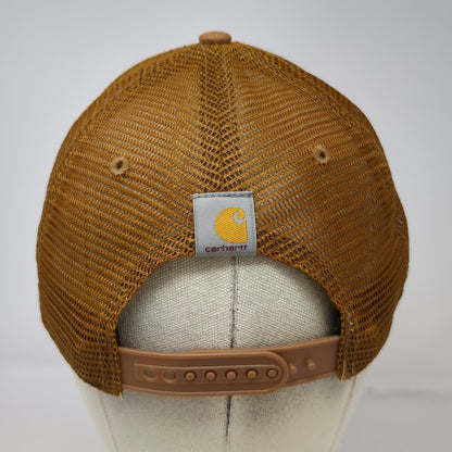 Carhartt Trucker Hat Brown One Size Mesh Snapback Embroidered Logo Workwear Cap