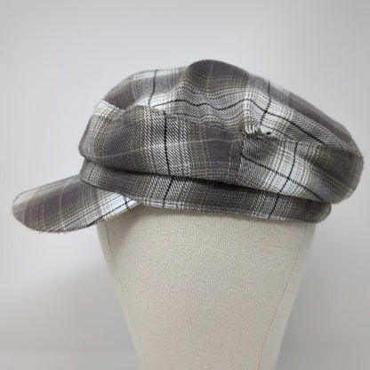 Pugs Gear Army Cap Gray White Black One Size Plaid Pattern Elastic Back Hat