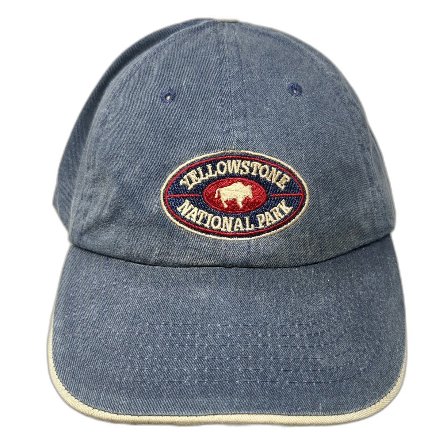 Blue Yellowstone National Park Bison Patch Baseball Cap One Size Strapback Hat
