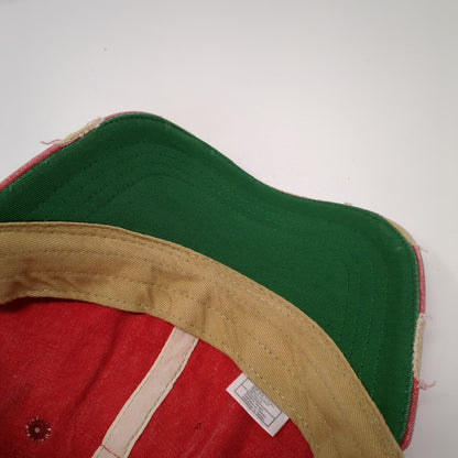 Judith March Snapback Trucker Hat Red One Size Adjustable Mesh Back Distressed