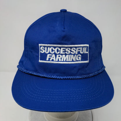Successful Farming Snapback Hat Blue One Size Adjustable Embroidered Rope