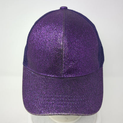 C.C Exclusives Strapback Trucker Hat Purple One Size Mesh Back Ponytail
