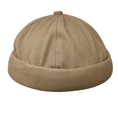 Brown Baseball Cap One Size Slideback Brimless Rolled Cuff Cotton Twill Hat