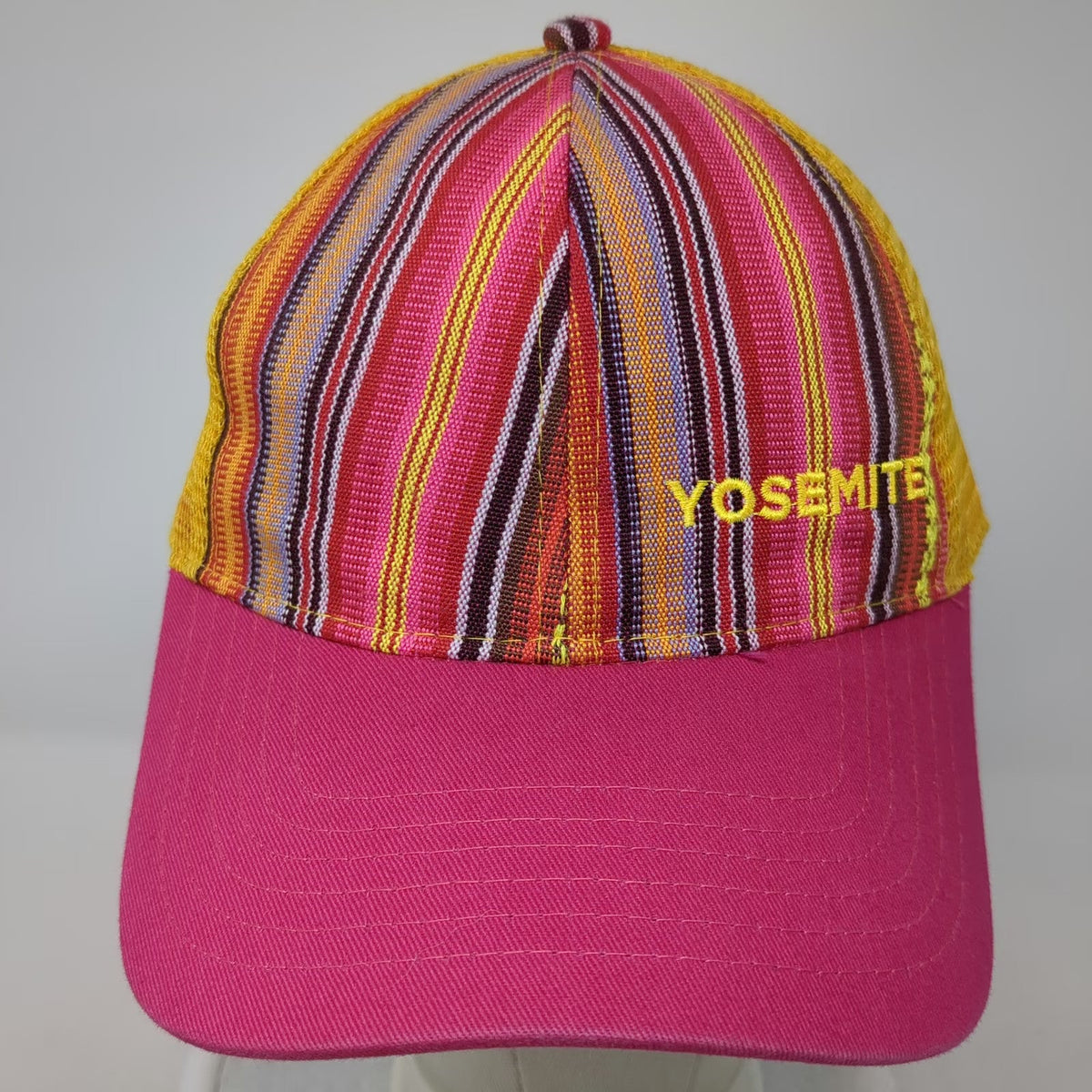 camp david Baseball Cap Pink One Size Yosemite Mesh Woven Stripe Adjustable Hat