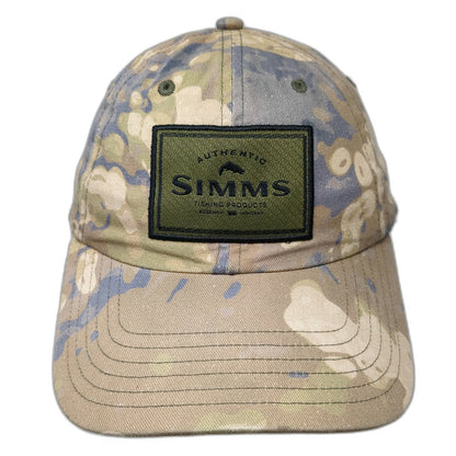 Simms Snapback Beige One Size Camo Fishing Hat Bozeman Montana Patch Logo