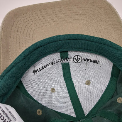 Kati 5 Panel Green Beige One Size International Paper Logo Slideback Hat Canvas
