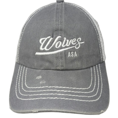 David and Young Trucker Hat Gray One Size Snapback Wolves ASA Mesh Distressed
