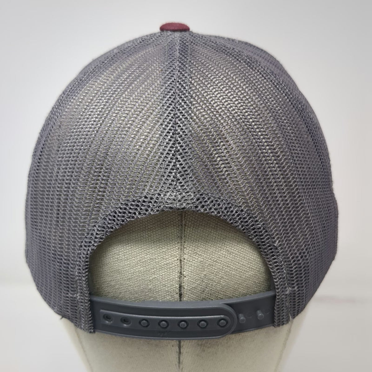 Yupoong Trucker Hat Red Gray One Size Uncorked Flag Patch Mesh Back Snapback