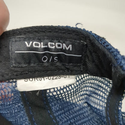 Volcom Trucker Hat Blue Gray One Size Snapback Mesh Distressed Stone Surf Hat