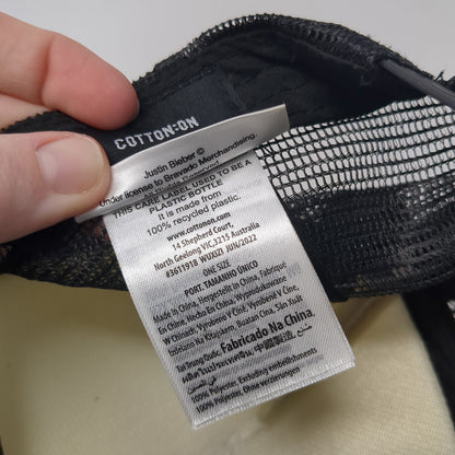 Bieber's Peaches Snapback Trucker Hat Black One Size Mesh Back Cotton On