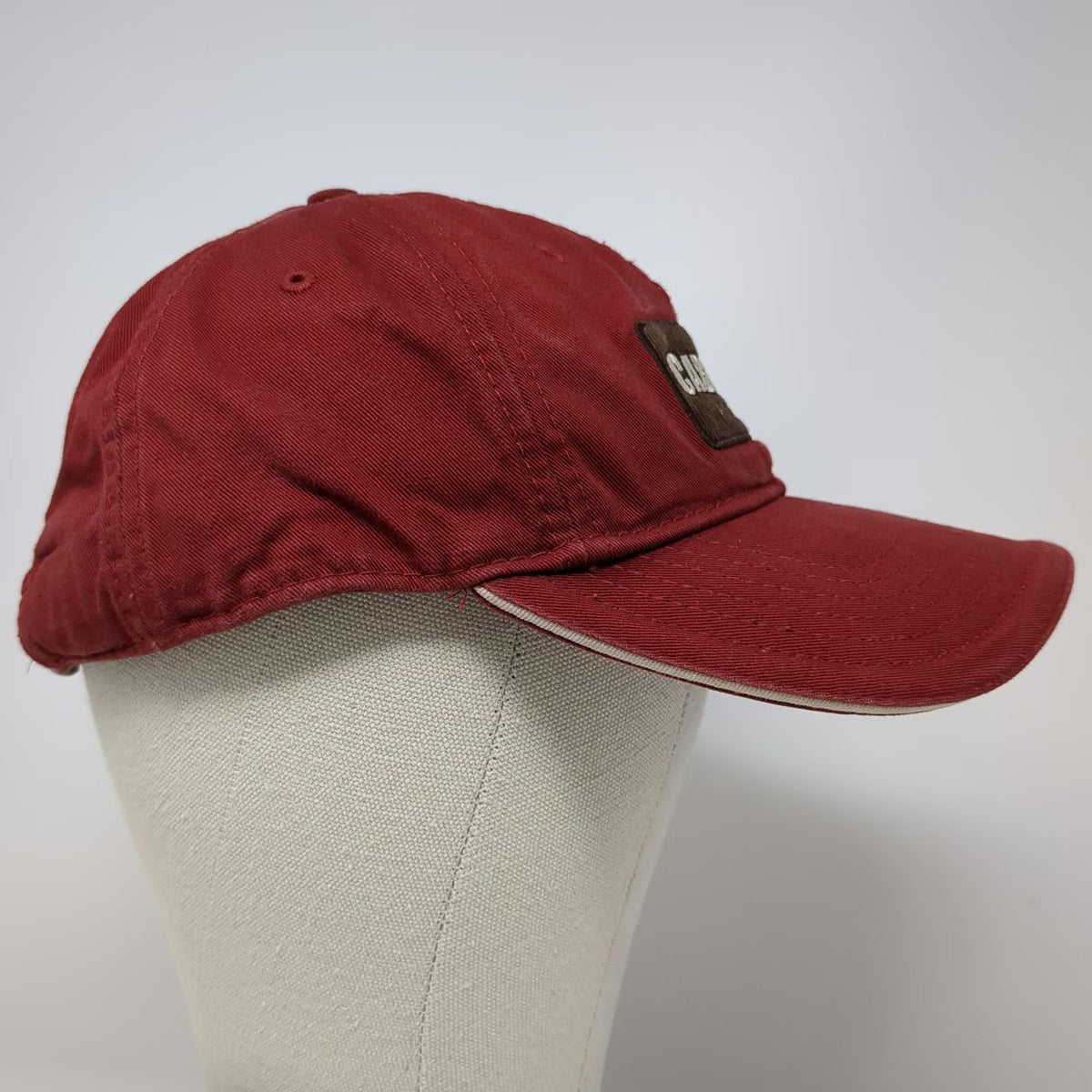 Cabela's Baseball Cap Hat Red One Size Patch Worlds Foremost Outfitter Slideback