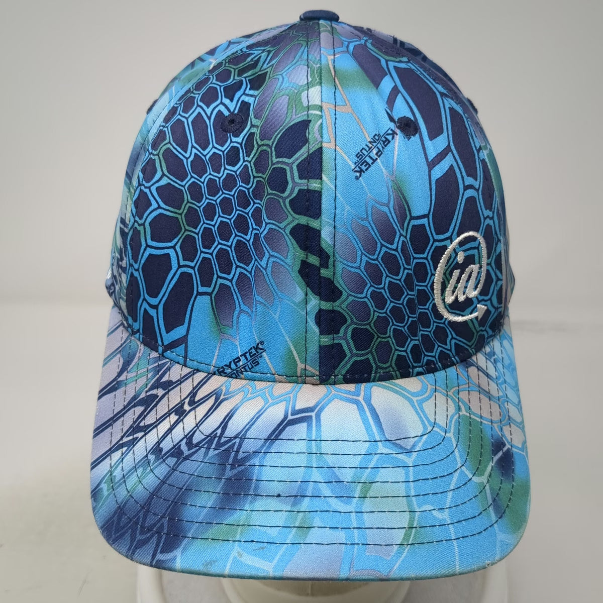 Kryptek Baseball Cap Blue XL Pontus Camo Flexfit IA Logo Structured Stretch Hat