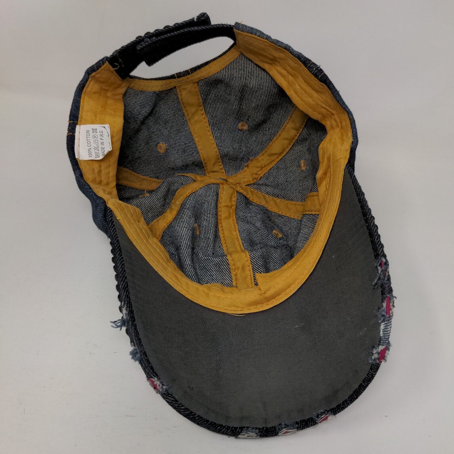 Unbranded Studded Strapback Hat Blue One Size Denim Adjustable 6 Panel