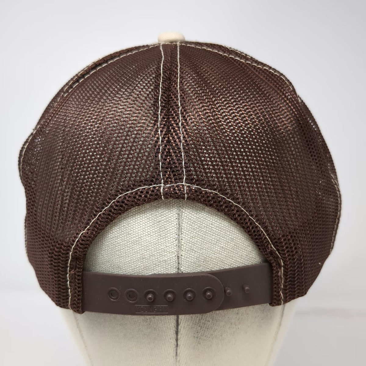 Young An Trucker Hat Brown White One Size Mesh Back Snapback 5 Panel Landscape