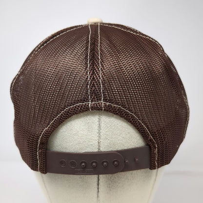 Young An Trucker Hat Brown White One Size Mesh Back Snapback 5 Panel Landscape