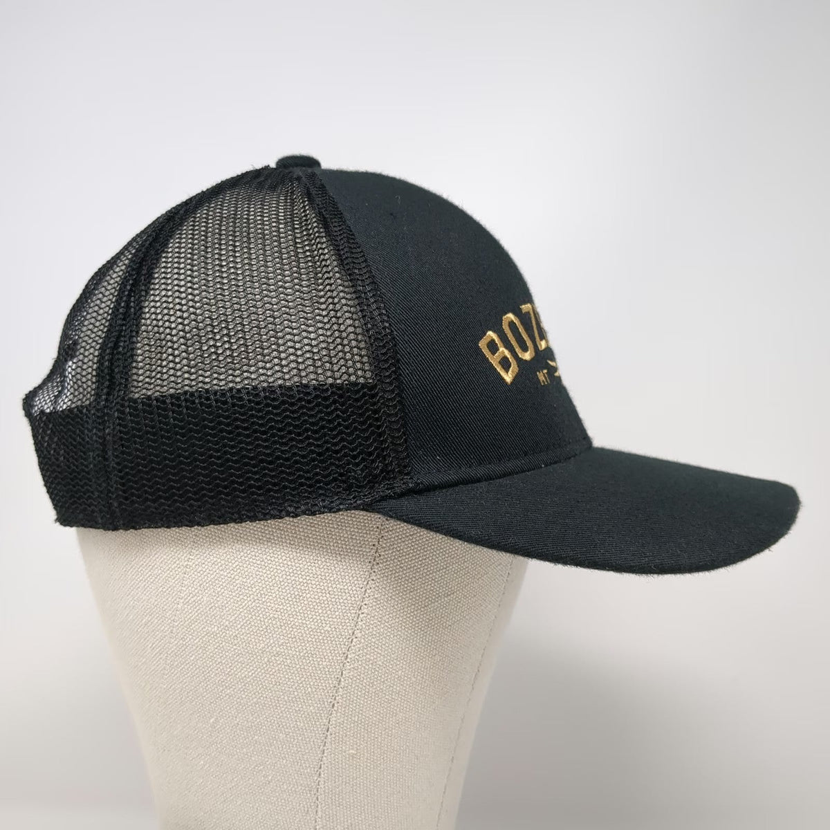 Sitka Gear Trucker Hat Black Gold One Size Bozeman MT Mesh Snapback Mid Profile