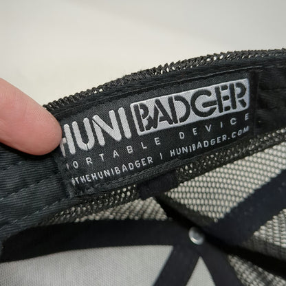 Huni Badger Trucker Hat Brown One Size Mesh Back Snapback Gothic Logo Embroidery