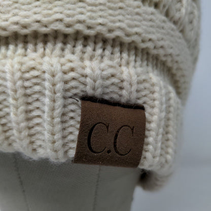 C.C. Exclusives Womens Knit Beanie Hat Cap Cream 100% Acrylic Cable Knit