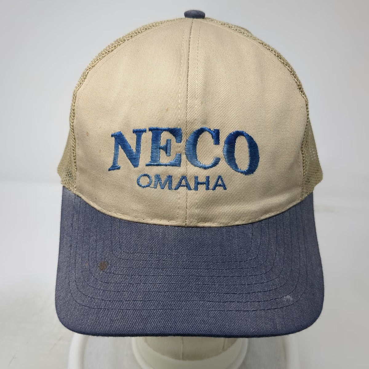 Cobra Caps Trucker Hat Beige Blue One Size Mesh Snapback NECO Omaha Embroidered