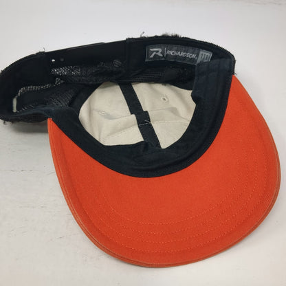 Richardson Trucker Hat Beige Black Orange One Size Universal Athletic Patch