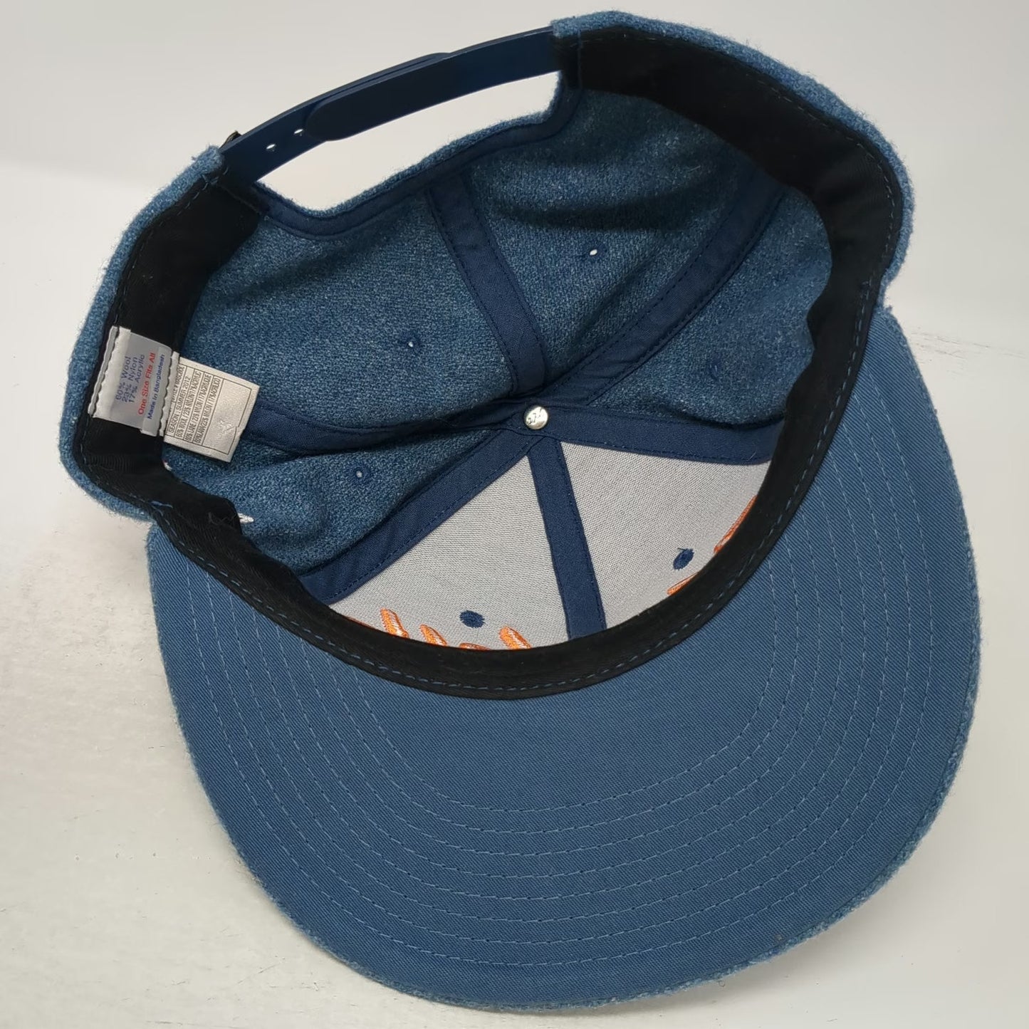 Hurley Snapback Blue One Size Wool Blend Script Logo Flat Brim Side Flag Hat