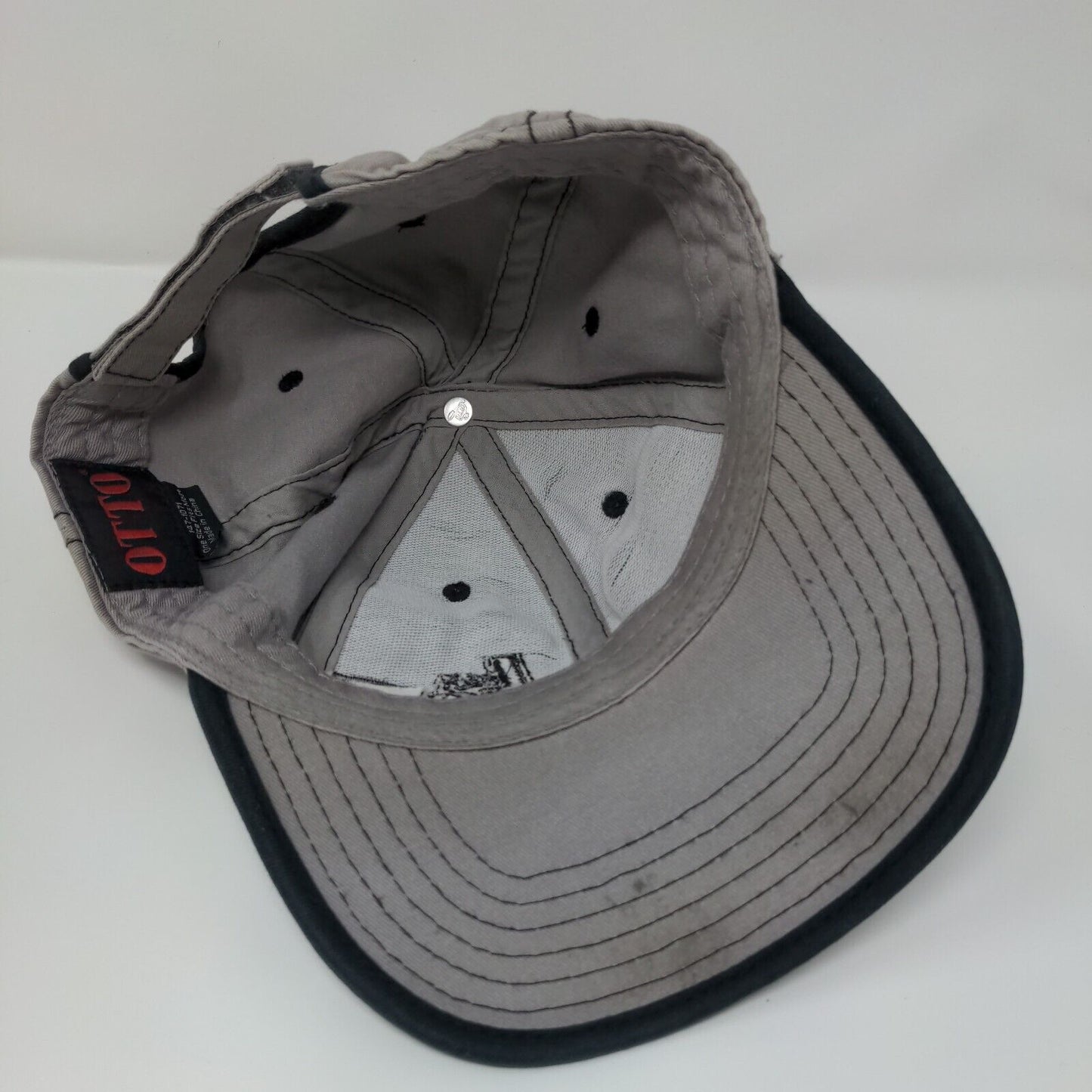 Lott Con. Strapback Hat Gray OSFM Adjustable Embroidered 6 Panel Otto Cotton