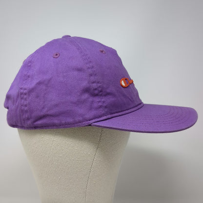 Champion 5 Panel Purple Hat One Size Cotton Script Logo Slideback Adjustable