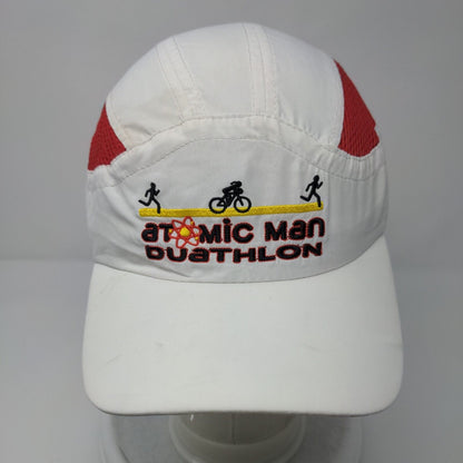 Atomic Man Duathlon Strapback Hat White OSFA Racetrackers Run-Dri
