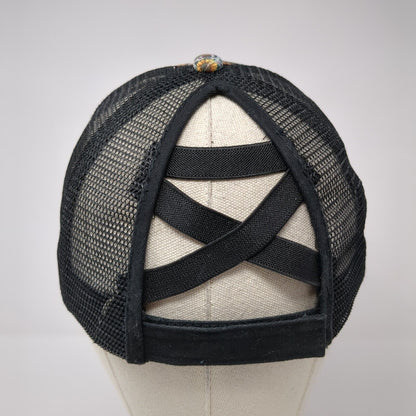 Steer Skull Strapback Trucker Hat Ponytail Multi One Size Mesh Back