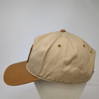 Poncho Outdoors 5 Panel Hat Beige One Size Snapback Brown Bill Cotton Patch