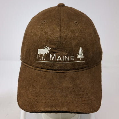 Maine Scene Inc. Baseball Cap Brown One Size Suede Moose Pine Tree Hat
