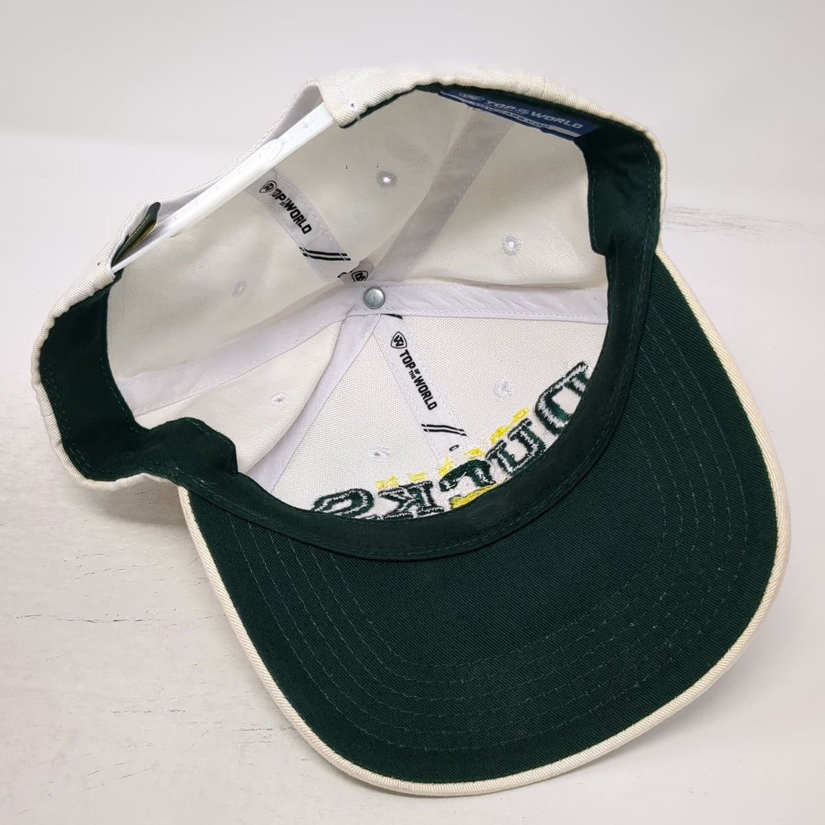 Oregon Ducks NCAA Top of the World Snapback Hat White Green Yellow One Size Logo