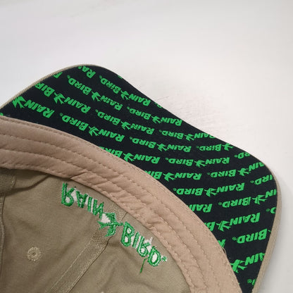 K-Products Baseball Cap Beige One Size Rain Bird Logo Hat Green Stitching