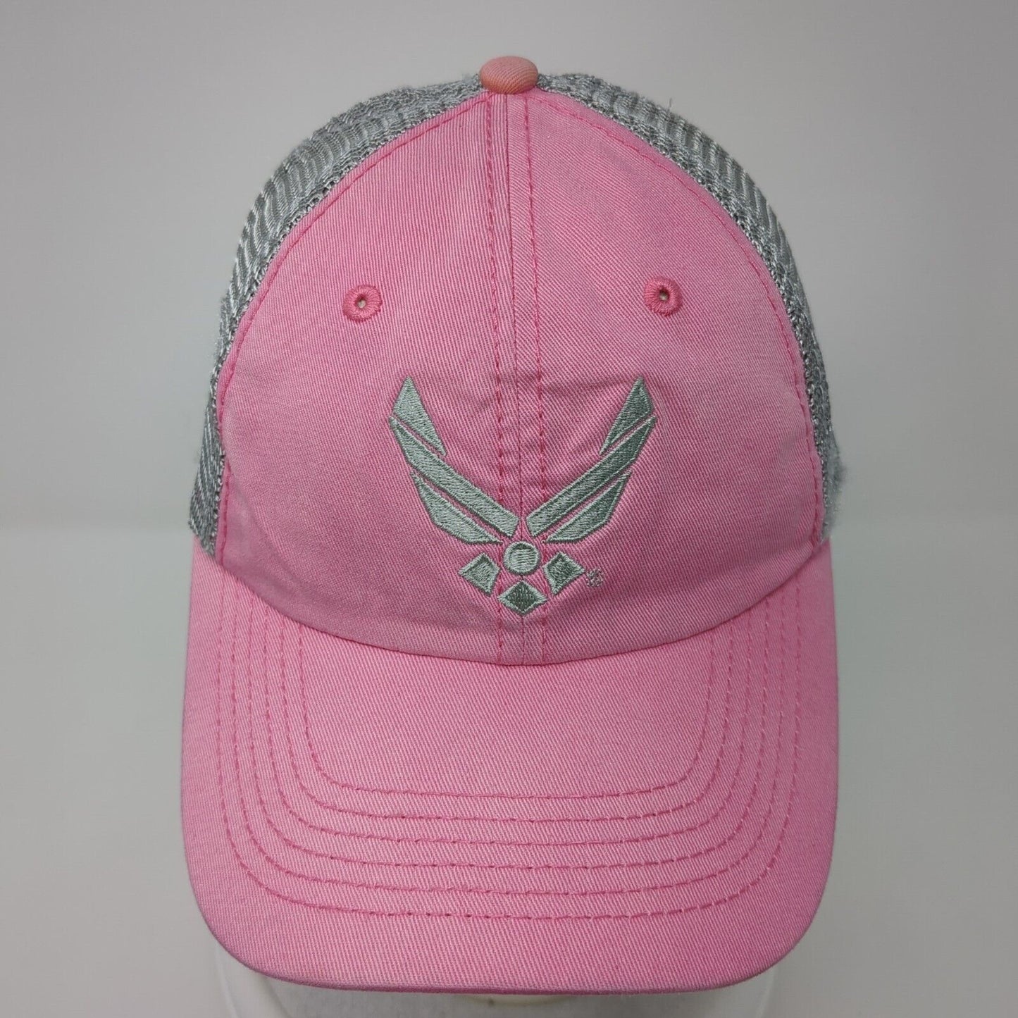 US Air Force Snapback Trucker Hat Pink One Size Mesh Back Embroidered
