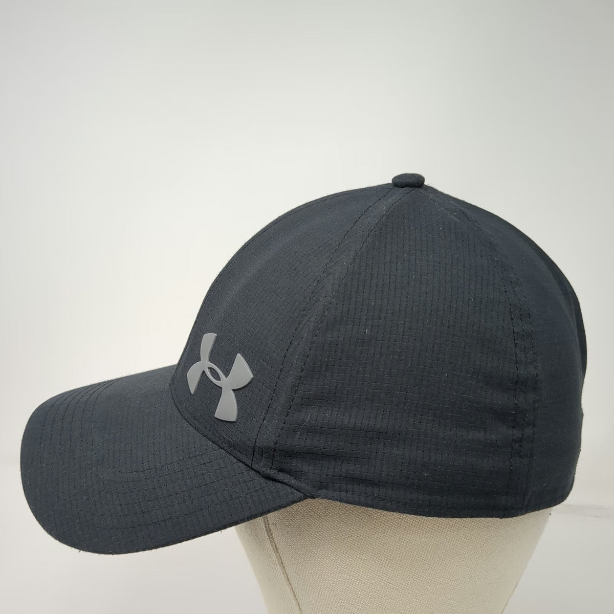Under Armour Baseball Cap Black XL Stretch Fit Grid Logo Performance Sport Hat