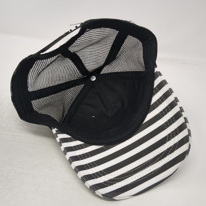 Roxy 5 Panel Black One Size Floral Striped Mesh Snapback Hat Tropical Surf Beach
