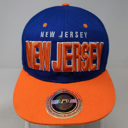 T&T Snapback Blue Orange One Size Hat New Jersey 3D Embroidery Under Brim Logo