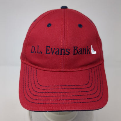 D.L. Evans Bank Strapback Hat Red One Size Adjustable Embroidered Cotton