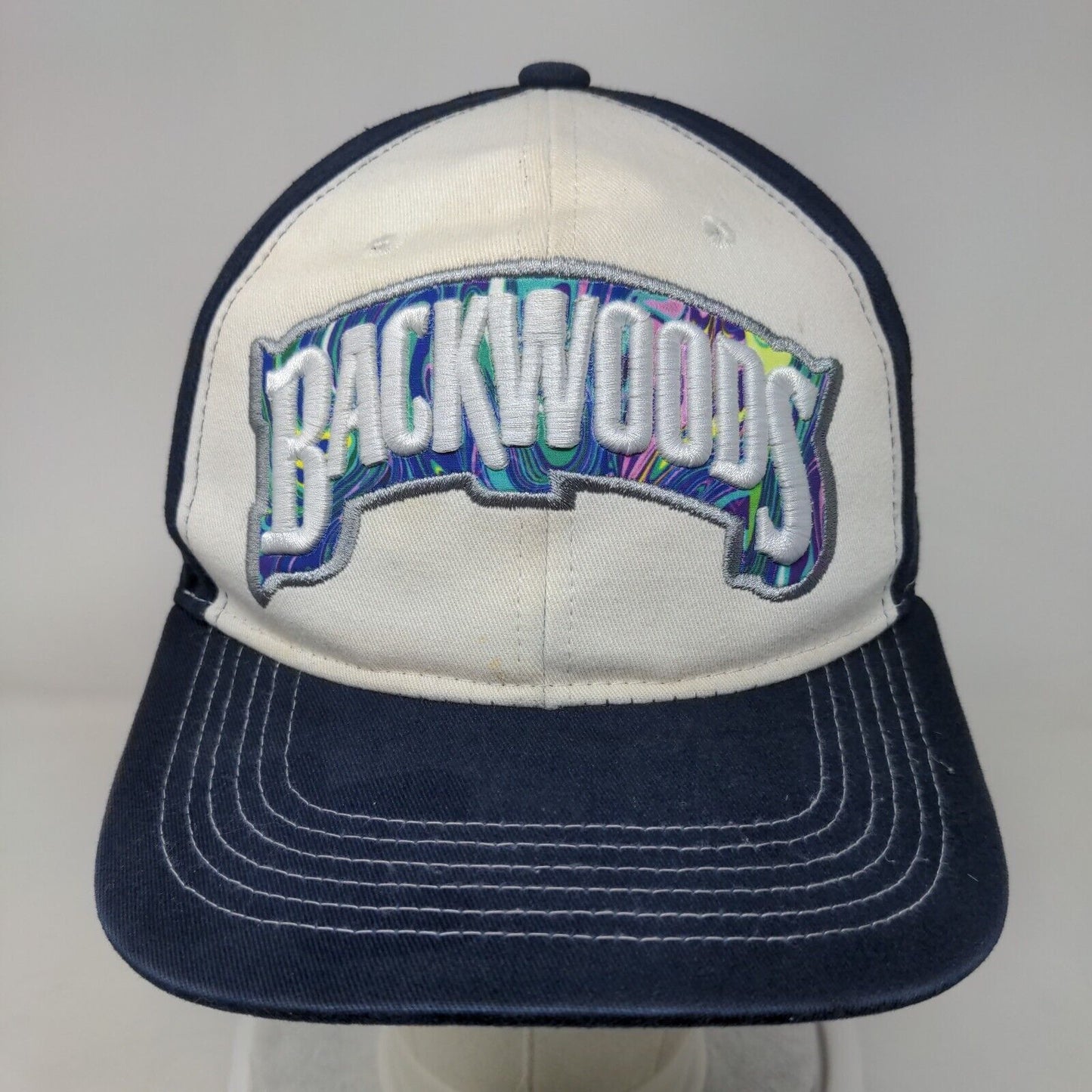 Backwoods Snapback Hat Blue One Size Embroidered 6 Panel Colorblock