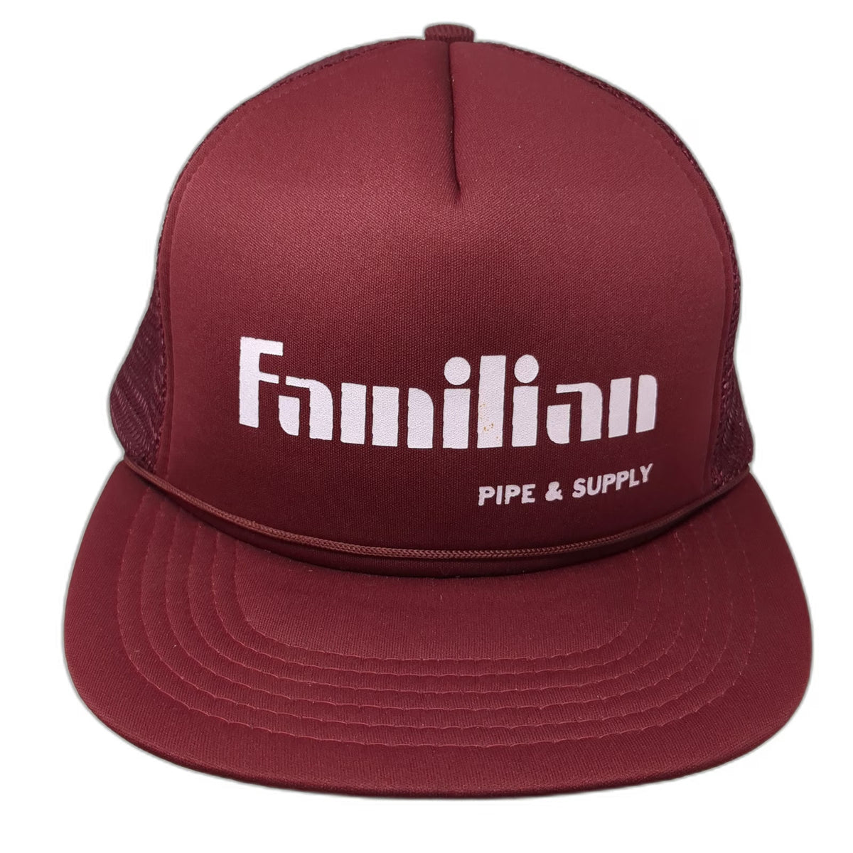 Winner Familian Pipe Supply Trucker Hat Red One Size Foam Mesh Rope Snapback