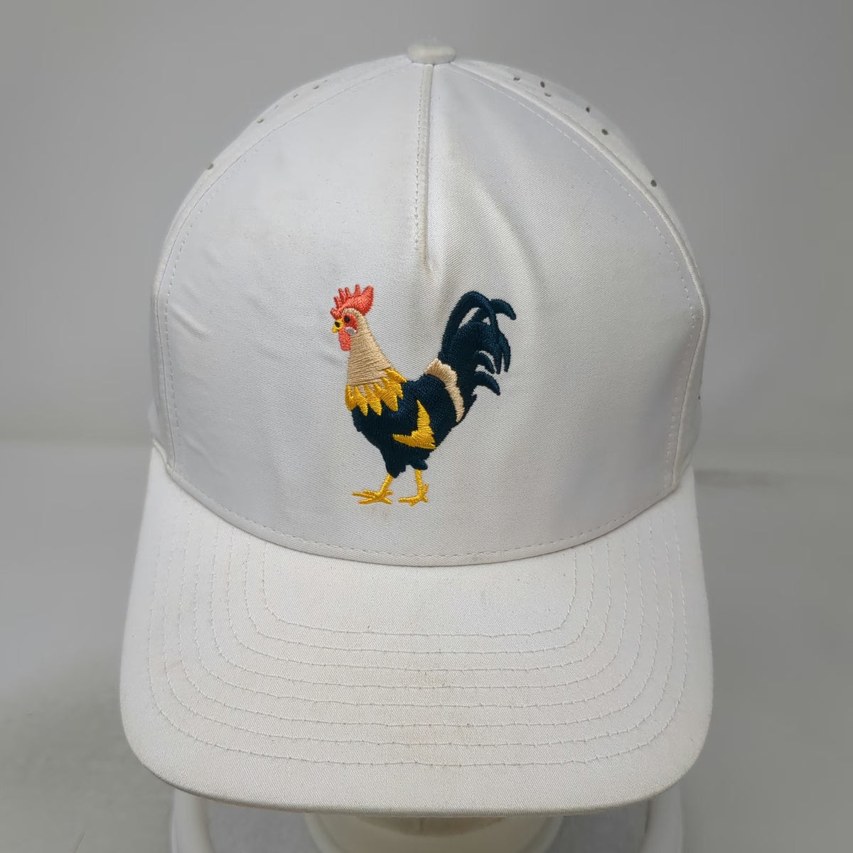 Waggle Trucker Hat White One Size Rooster Embroidered Performance Snapback Golf