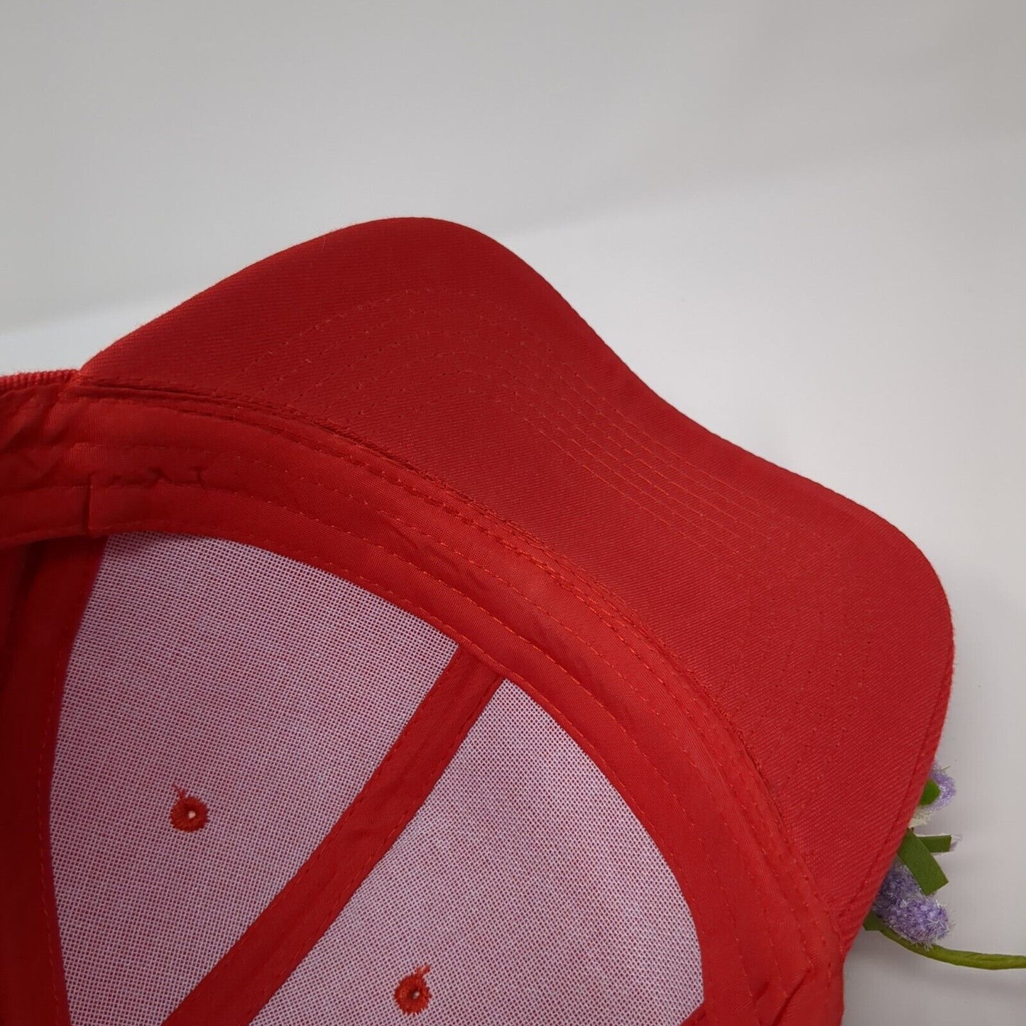 Flower Barrette Strapback Hat Red One Size Adjustable Floral 6 Panel Acrylic