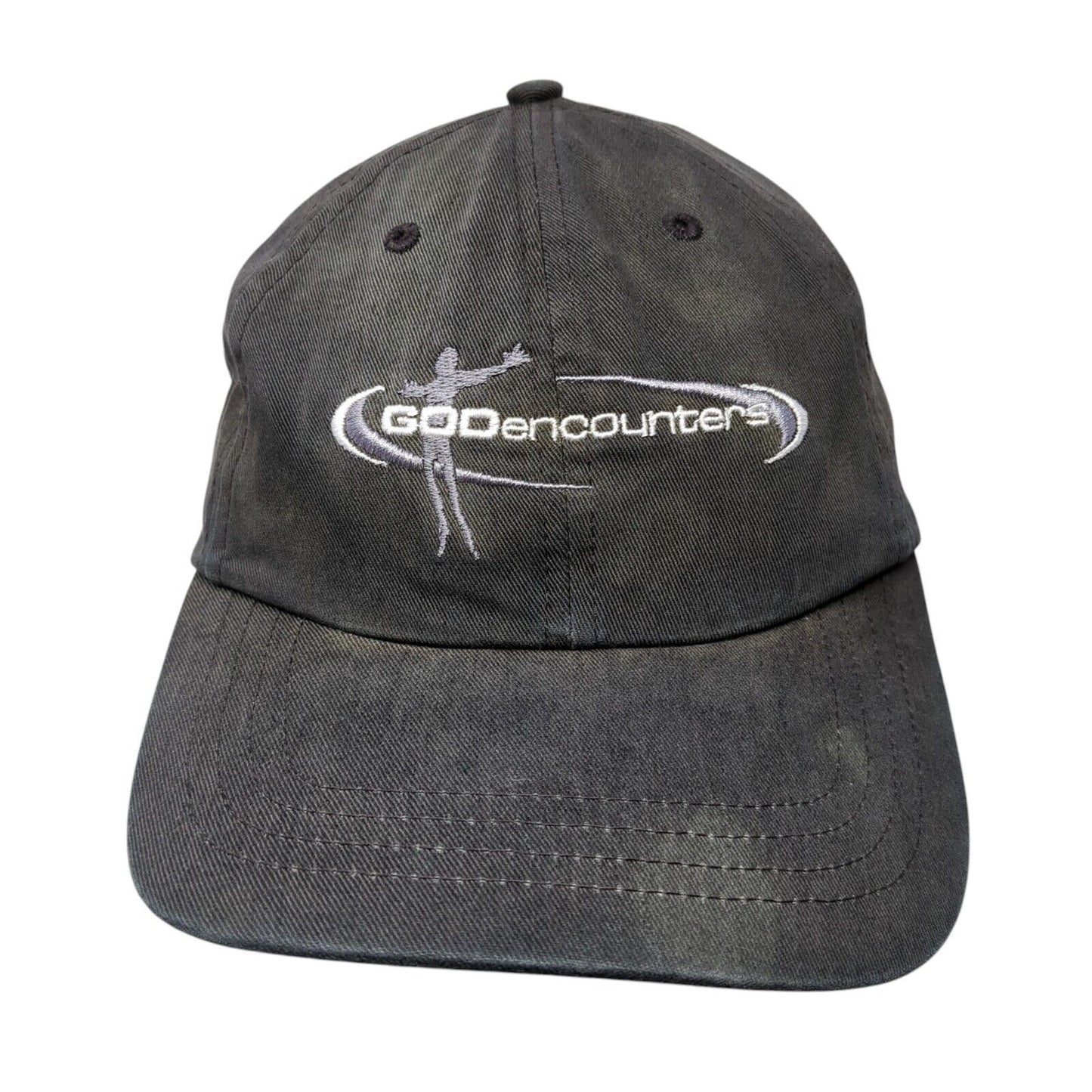 God Encounters Slideback Baseball Cap Black One Size Adjustable Embroidered