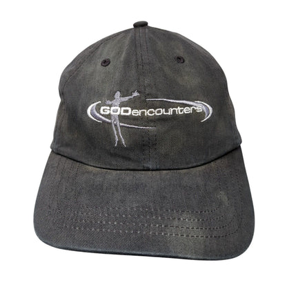 God Encounters Slideback Baseball Cap Black One Size Adjustable Embroidered