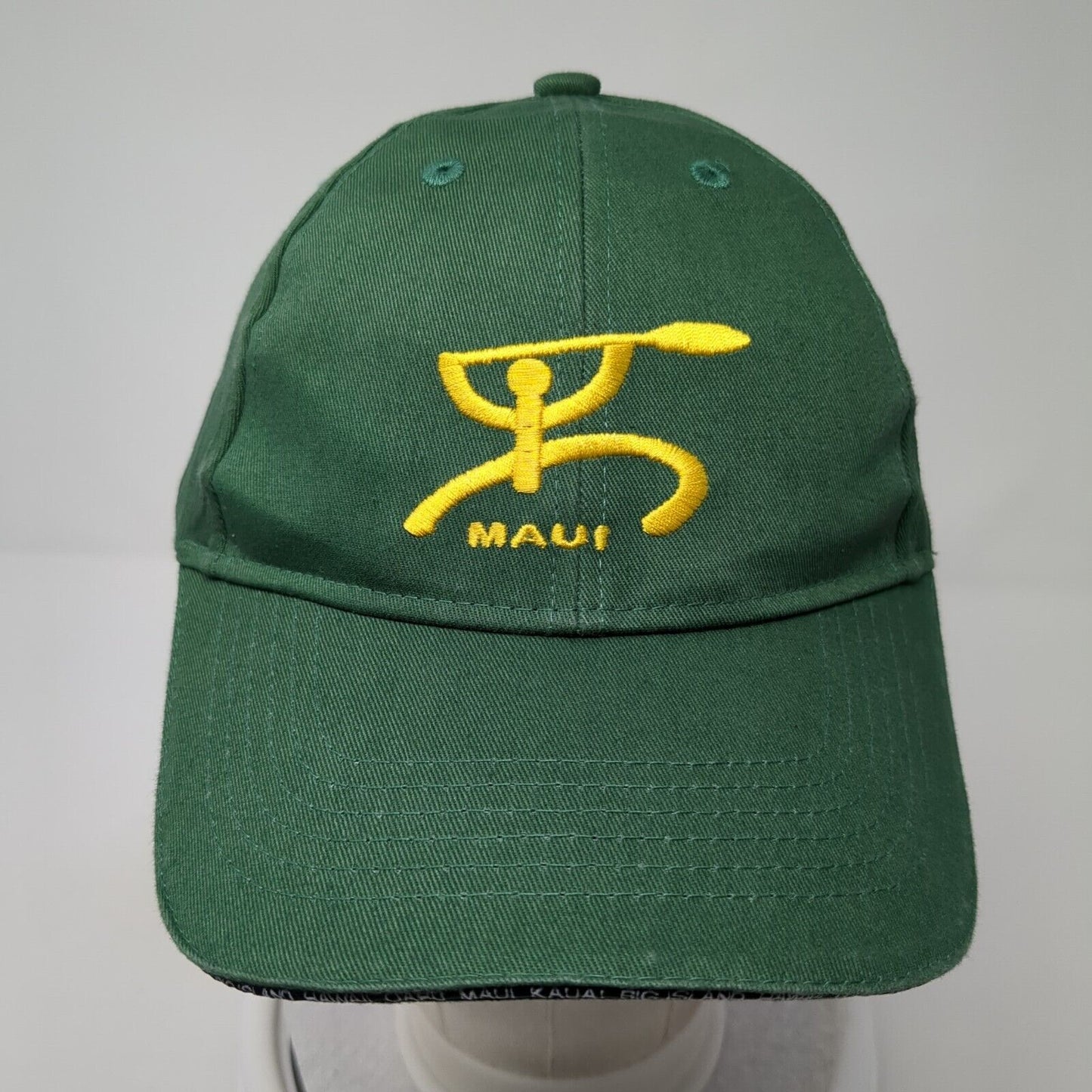 Maui Snapback Hat Green One Size Embroidered Logo Hawaiian Headwear
